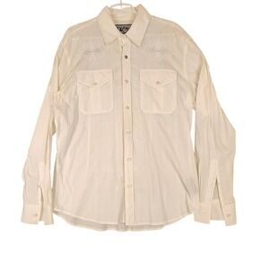 Affliction Black Premium Mens XL Long Sleeve‎ Cream Plaid Western Shirt